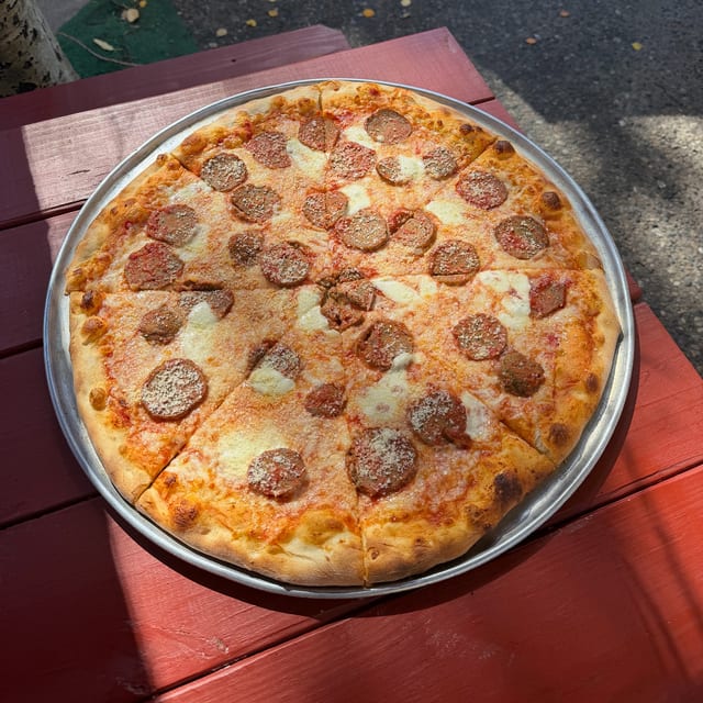 18" Meatball Parmesan Pizza.
