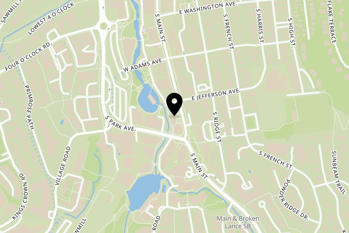 Map showing the location of Luigi's Pizzeria on 411 S Main St Ste 5 in Breckenridge